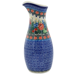 Polish Pottery 10.5" Carafe. Hand made in Poland. Pattern U4025 designed by Teresa Liana.