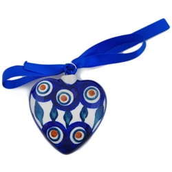 Polish Pottery 3" Ornament Heart. Hand made in Poland.