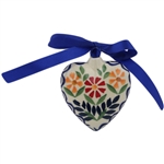 Polish Pottery 3" Ornament Heart. Hand made in Poland.