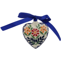 Polish Pottery 3" Ornament Heart. Hand made in Poland.