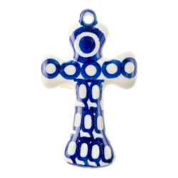 Polish Pottery 3" Cross. Hand made in Poland and artist initialed.