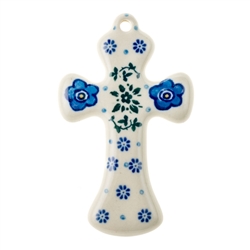 Polish Pottery 3" Cross. Hand made in Poland and artist initialed.