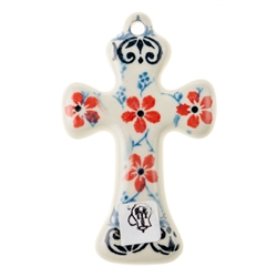 Polish Pottery 3" Cross. Hand made in Poland and artist initialed.