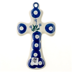 Polish Pottery 5" Cross. Hand made in Poland and artist initialed.