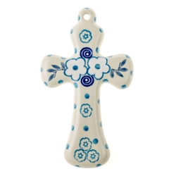 Polish Pottery 5" Cross. Hand made in Poland and artist initialed.