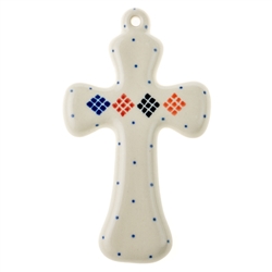 Polish Pottery 5" Cross. Hand made in Poland and artist initialed.