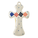 Polish Pottery 3" Cross. Hand made in Poland and artist initialed.