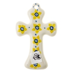 Polish Pottery 3" Cross. Hand made in Poland and artist initialed.