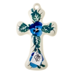 Polish Pottery 3" Cross. Hand made in Poland and artist initialed.