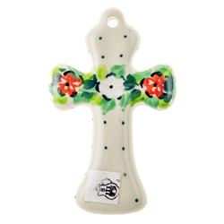 Polish Pottery 3" Cross. Hand made in Poland and artist initialed.