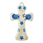 Polish Pottery 3" Cross. Hand made in Poland and artist initialed.