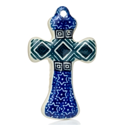 Polish Pottery 3" Cross. Hand made in Poland and artist initialed.