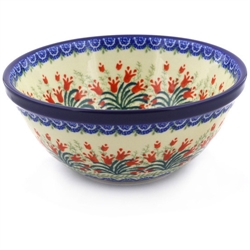 Polish Pottery 8" Bowl. Hand made in Poland and artist initialed.