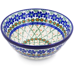 Polish Pottery 8" Bowl. Hand made in Poland and artist initialed.