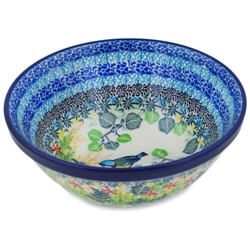 Polish Pottery 7" Nesting Kitchen Bowl. Hand made in Poland. Pattern U5097 designed by Teresa Liana.