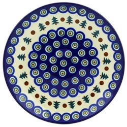 Polish Pottery 10.5" Dinner Plate. Hand made in Poland and artist initialed.