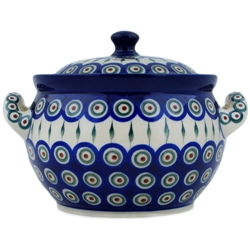 Polish Pottery 1.5 qt. Tureen. Hand made in Poland and artist initialed.