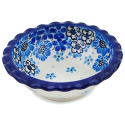 Polish Pottery 3.5" Tart Dish. Hand made in Poland. Pattern U4657 designed by Teresa Liana.