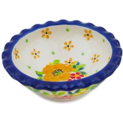 Polish Pottery 3.5" Tart Dish. Hand made in Poland. Pattern U5034 designed by Teresa Liana.