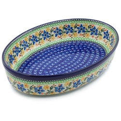 Polish Pottery 12" Oval Baker. Hand made in Poland. Pattern U1112 designed by Lucyna Lenkiewicz.