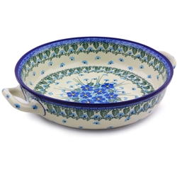 Polish Pottery 10" Round Baker with Handles. Hand made in Poland. Pattern U4992 designed by Maria Starzyk.