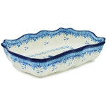 Polish Pottery 11.5" Fluted Rectangular Dish. Hand made in Poland and artist initialed.