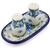 Polish Pottery 2" Salt and Pepper Set. Hand made in Poland. Pattern U4992 designed by Maria Starzyk.