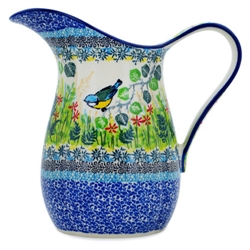 Polish Pottery 1.25 qt. Pitcher. Hand made in Poland. Pattern U5097 designed by Teresa Liana.