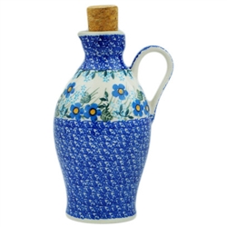 Polish Pottery 19 oz. Bottle w/cork I. Hand made in Poland and artist initialed.