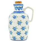 Polish Pottery 16 oz. Bottle w/cork. Hand made in Poland and artist initialed.