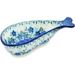 Polish Pottery 9" Fish Shaped Dish. Hand made in Poland and artist initialed.