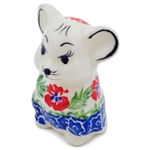 Polish Pottery 3" Mouse Figurine. Hand made in Poland.