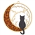 Moon Black Cat Amber Suncatcher And Magnet  4.25"