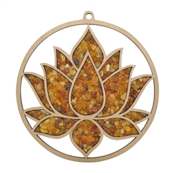 Lotus Amber Suncatcher And Magnet  4.25"