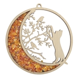 Birds with Cat Amber Suncatcher And Magnet  4.25"