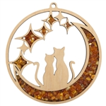 Stars and Cats Amber Suncatcher And Magnet  4.25"