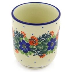 Polish Pottery 4 oz. Tumbler. Hand made in Poland and artist initialed.