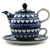 Polish Pottery 20 oz. Personal Teapot Set. Hand made in Poland and artist initialed.