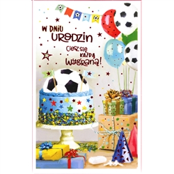 Birthday Greeting Card. High quality, thick stock was used to make this card. The stars have extra detail that shimer with hotstamped red.
â€‹Text is in Polish language