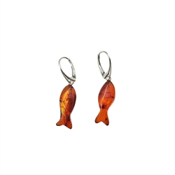 Butterscotch Amber .925 Sterling Silver Post Dangle Earrings 2" long