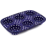 Polish Pottery 11.5" Muffin Pan. Hand made in Poland and artist initialed.