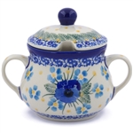 Polish Pottery 7 oz. Sugar Bowl. Hand made in Poland and artist initialed.