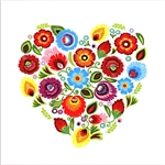 Polish Folk Art Luncheon Napkins (package of 20)  Lowicz Folk Heart