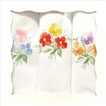 Polish Floral Handkerchiefs Embroidered Motif - Box Set of 3