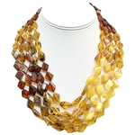 "Amber Blend" Artistic Necklace  19" - 5 Strand