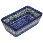 Polish Pottery 8" Loaf Pan. Hand made in Poland and artist initialed.
