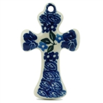 Polish Pottery 3" Cross. Hand made in Poland and artist initialed.