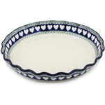 Polish Pottery 10" Fluted Pie Dish. Hand made in Poland and artist initialed.