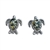 Mini Green Amber Sterling Silver Turtle Stud Earrings 0.4"