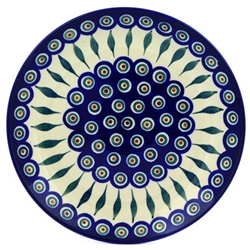 Polish Pottery 10.5" Dinner Plate. Hand made in Poland and artist initialed.